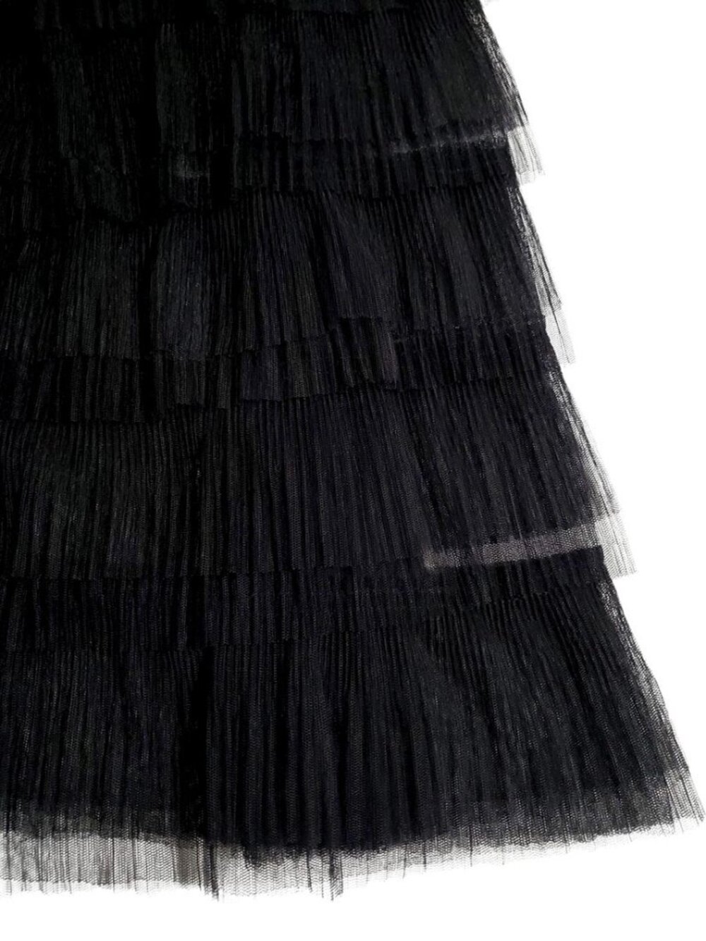 Maje Josepha Tiered Tulle Semi-Sheer Midi Skirt Size 36 Small Black Layered - Picture 12 of 15
